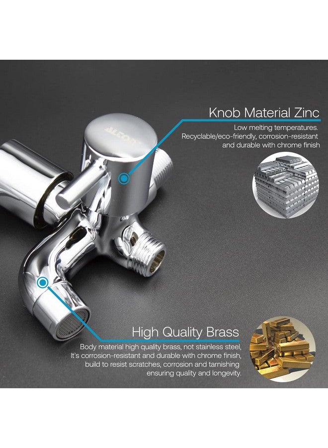 ALTON GRC3715 Brass 2 in 1 Chrome Finish Bib Tap with Wall Flange (Silver) - Image 2