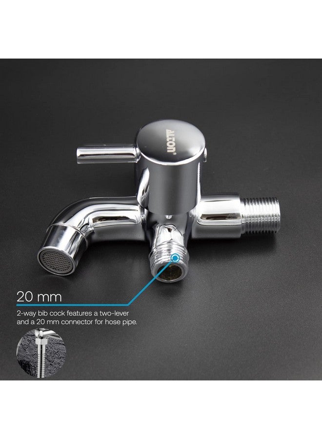 ALTON GRC3715 Brass 2 in 1 Chrome Finish Bib Tap with Wall Flange (Silver) - Image 4