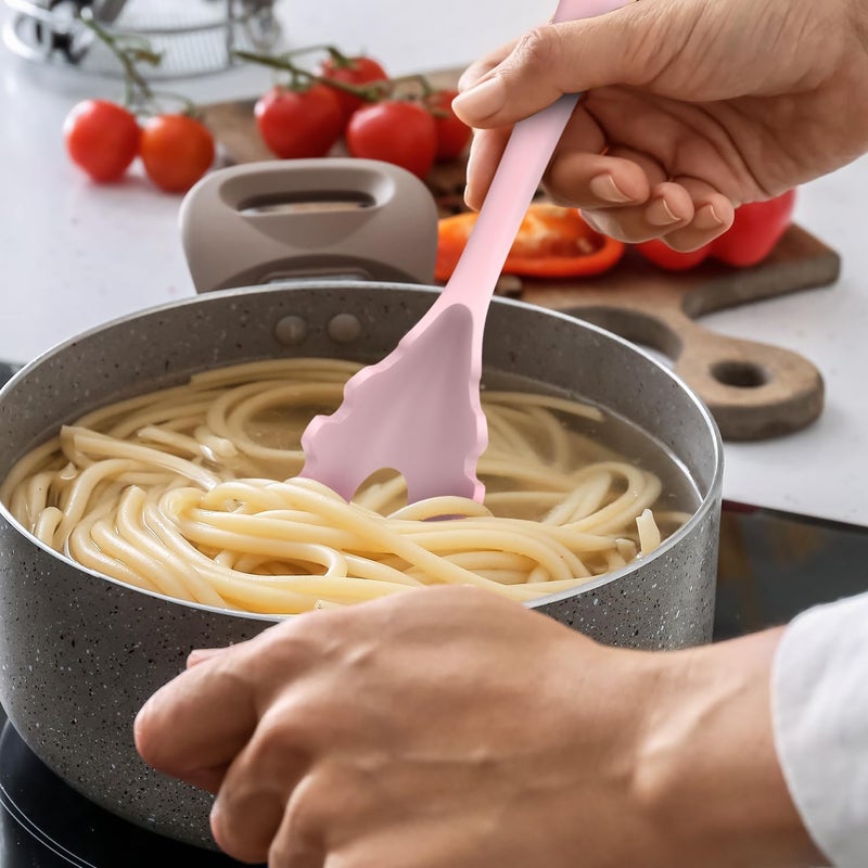 AOTHOD Silicone Cooking Utensils Set - 446°F Heat Resistant Kitchen Utensils,Turner Tongs,Spatula,Spoon,Brush,Whisk,Kitchen Utensil Gadgets Tools Set for Nonstick Cookware,Dishwasher Safe BPA Free(Pink) - Image 5