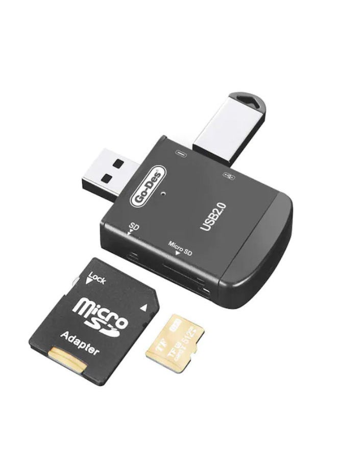 GO-DES - GD-DK109 4 in 1 USB Memory Card Reader and Multiplexer Adapter - Image 1
