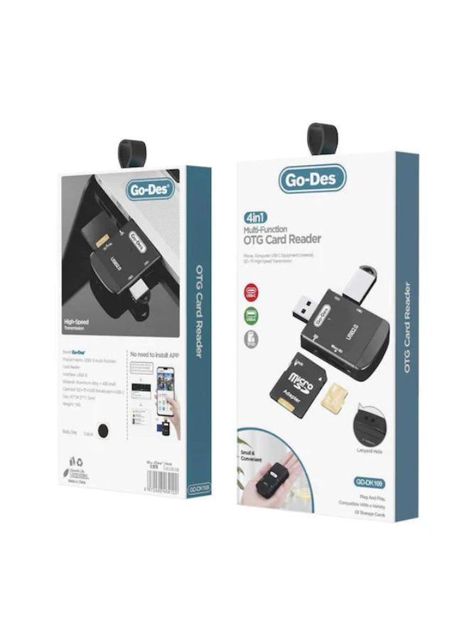 GO-DES - GD-DK109 4 in 1 USB Memory Card Reader and Multiplexer Adapter - Image 1