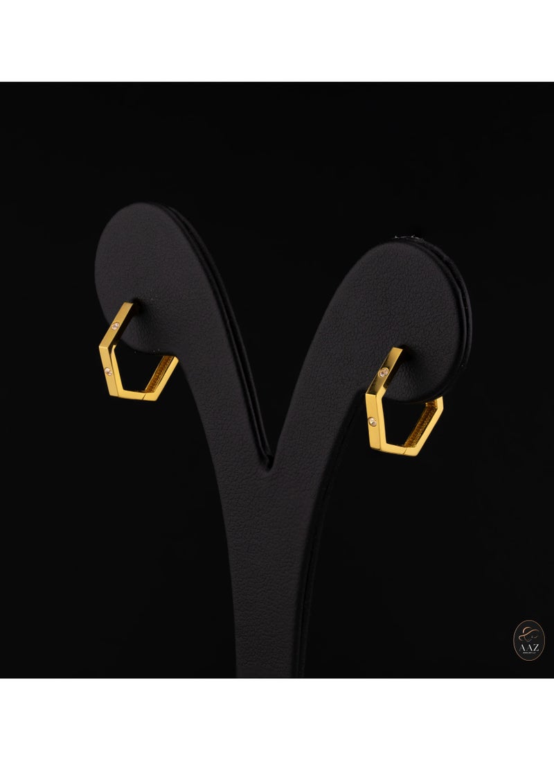 AAZ Jewellery L.L.C - Radiant Hex 22K Gold Hoop Earrings - Image 1