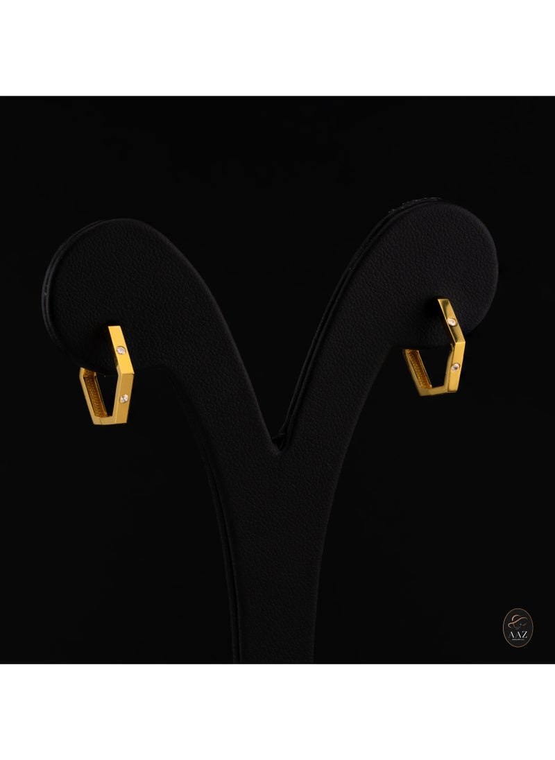AAZ Jewellery L.L.C - Radiant Hex 22K Gold Hoop Earrings - Image 1