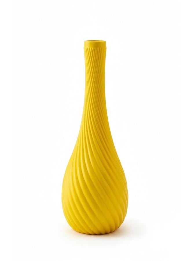 Ryme Modern Decorative Flower Vase for Pampas Grass & Dried Flowers | Minimalist Home & Office Decor Centerpiece | Handcrafted Designer Vase (Multiple Designs & Colors) (1, Yellow, Spiral Twisted) - Image 1