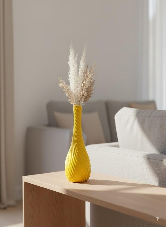 Ryme Modern Decorative Flower Vase for Pampas Grass & Dried Flowers | Minimalist Home & Office Decor Centerpiece | Handcrafted Designer Vase (Multiple Designs & Colors) (1, Yellow, Spiral Twisted) - Image 5