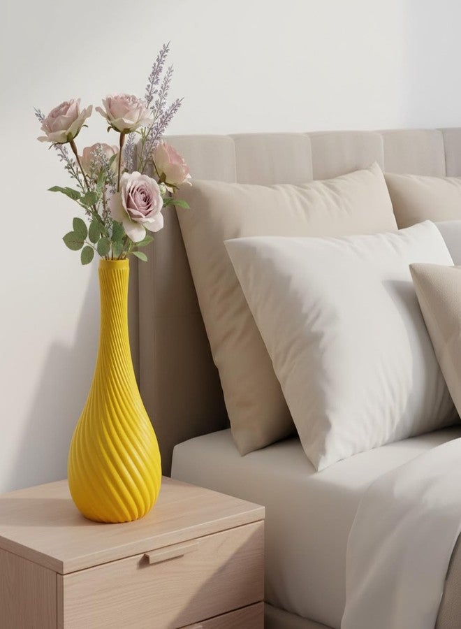Ryme Modern Decorative Flower Vase for Pampas Grass & Dried Flowers | Minimalist Home & Office Decor Centerpiece | Handcrafted Designer Vase (Multiple Designs & Colors) (1, Yellow, Spiral Twisted) - Image 3