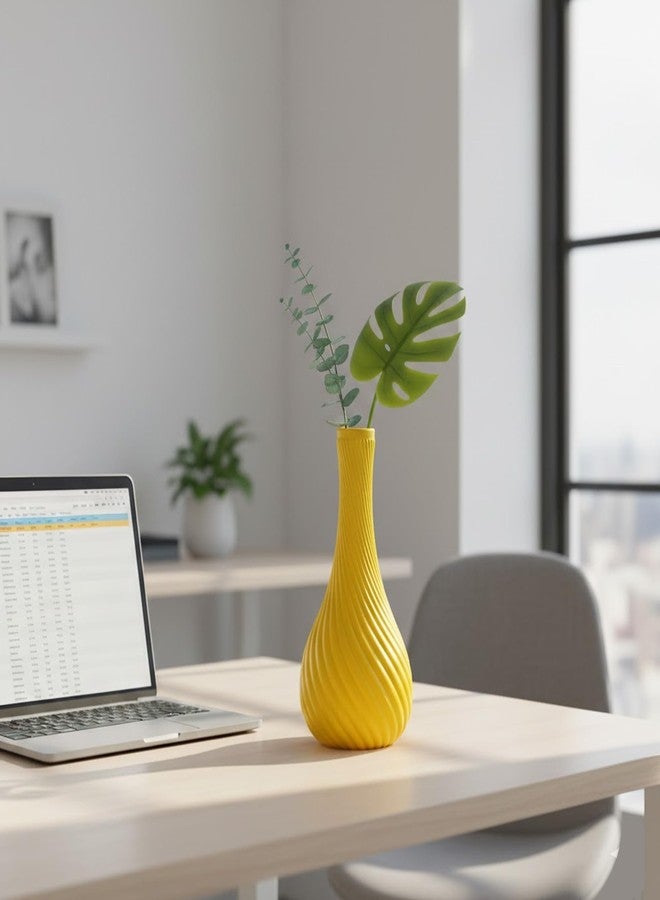 Ryme Modern Decorative Flower Vase for Pampas Grass & Dried Flowers | Minimalist Home & Office Decor Centerpiece | Handcrafted Designer Vase (Multiple Designs & Colors) (1, Yellow, Spiral Twisted) - Image 4