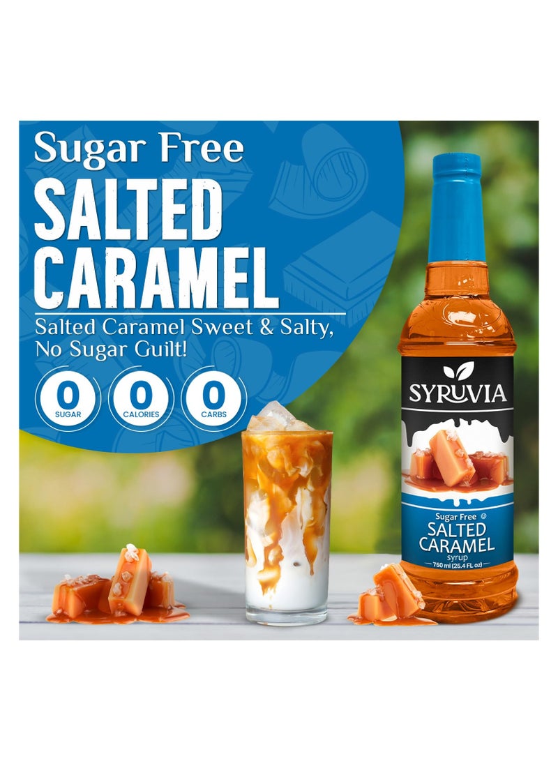 Syruvia Syruvia Sugar-free Salted Caramel - 750 ml Premium Coffee Flavoring Syrup. 0 Calories, Kosher, and Gluten-Free. Perfect for Drinks, Sodas, Shakes, Desserts, and More With Pump  - Image 2