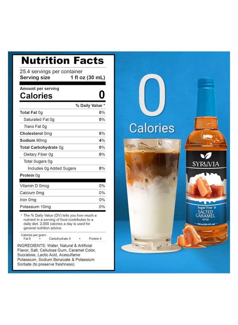 Syruvia Syruvia Sugar-free Salted Caramel - 750 ml Premium Coffee Flavoring Syrup. 0 Calories, Kosher, and Gluten-Free. Perfect for Drinks, Sodas, Shakes, Desserts, and More With Pump  - Image 5