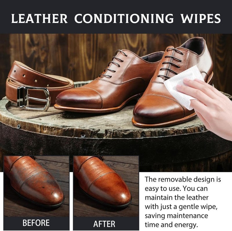 VIO ® 2 Pack Leather Cleaning Wipes PU Leather Upholstery Car Synthetic Shoe Bag Jacket Cap Multipurpose Clean Shine Quick Dirt Stain Removal Disposable Wipes for Daily Use Travel 60 Wipes - Image 4