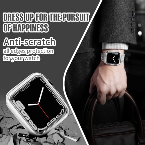 top4cus 44mm Case Soft Flexible Lightweight Anti-Scratch Overall Protective 44mm Iwatch Waterproof Cover Case Shiny Workout Shockproof Bumper Compatible with Apple Watch Series 6/SE/5/4 - Silver - Image 4