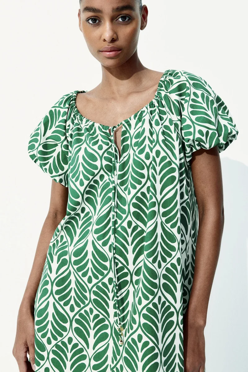 اتش اند ام Drawstring-neck dress
