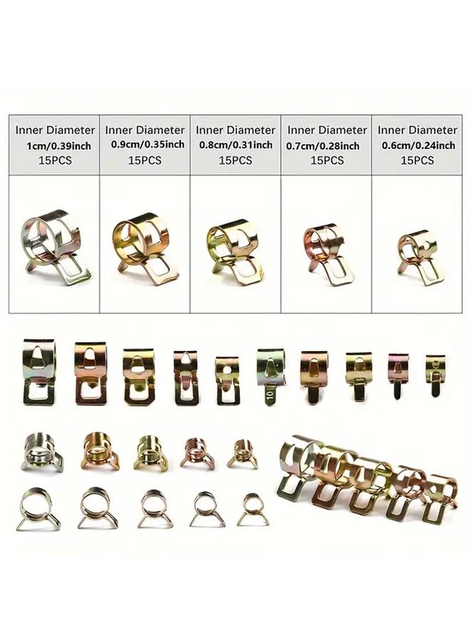 75Pcs Copper Snap Grip Clamps Set 6 10mm Automotive Fuel Oil Water Pipe Fasteners - Image 3