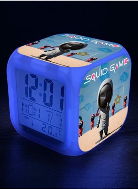 Squid Game Alarm Clock Led Color Changing Small Night Light Square Bedside