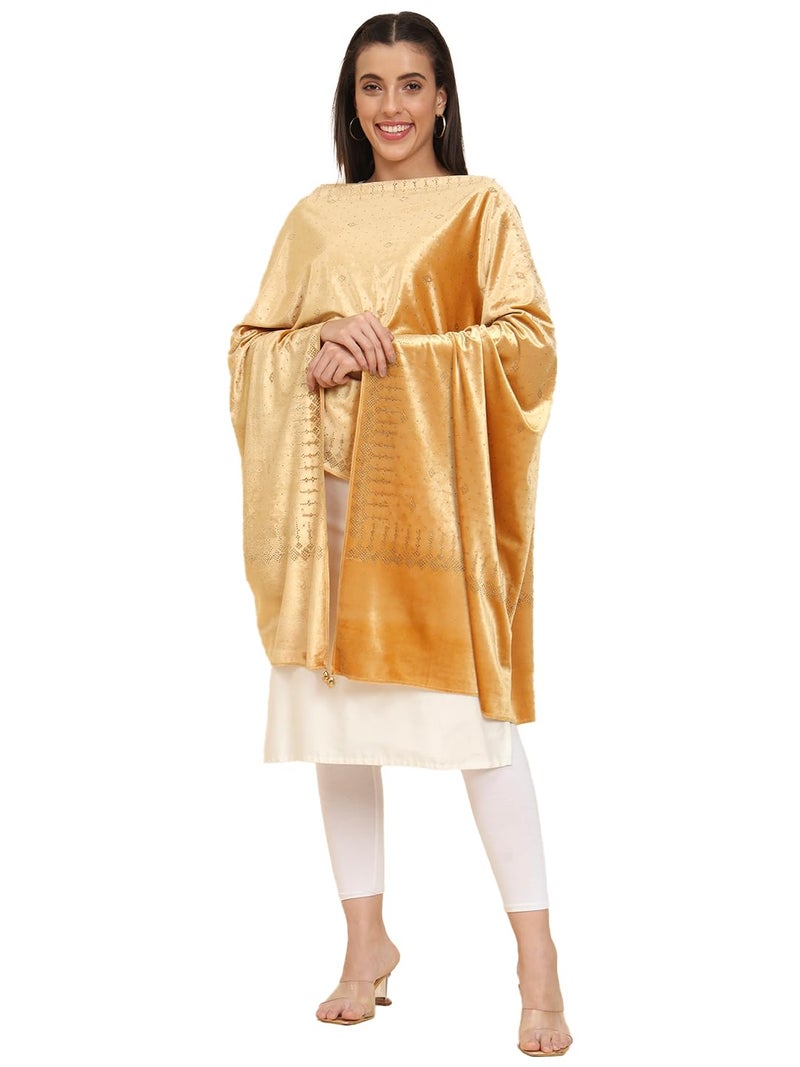 Pashmoda Women Makhamli Velvet Crystal Embellished Stole (Size 72X203 cms) - Image 1