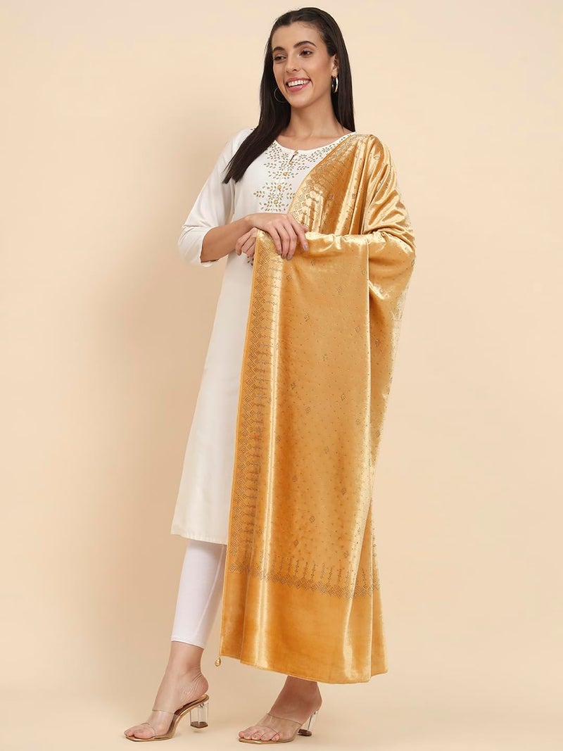 Pashmoda Women Makhamli Velvet Crystal Embellished Stole (Size 72X203 cms) - Image 4