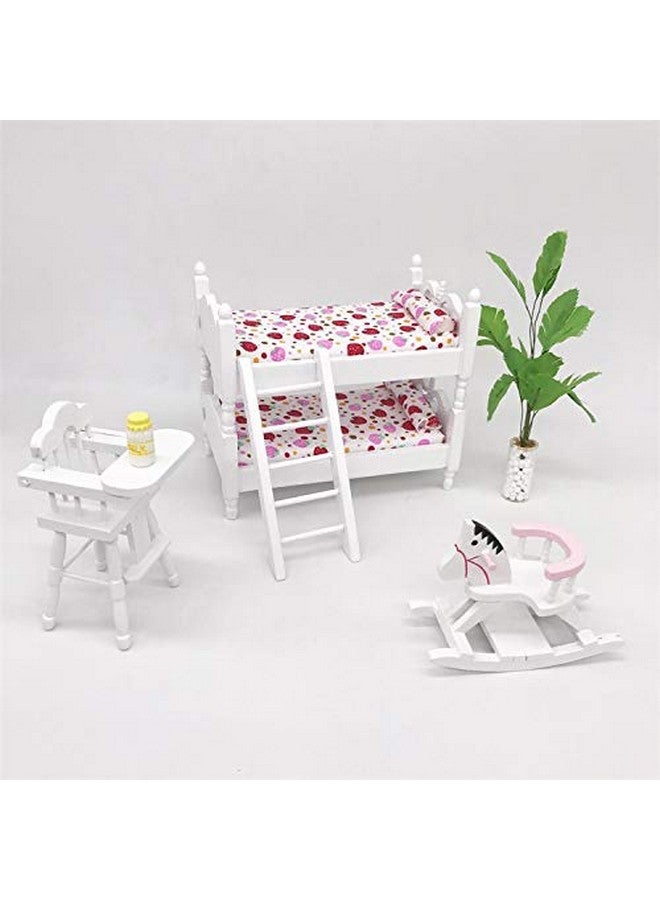 SXFSE Loft Bed 1:12 Wooden Dollhouse Miniature Furniture Decor Bunk Bed With Ladder Kids Children'S Bedroom Set Play Toy - Image 5