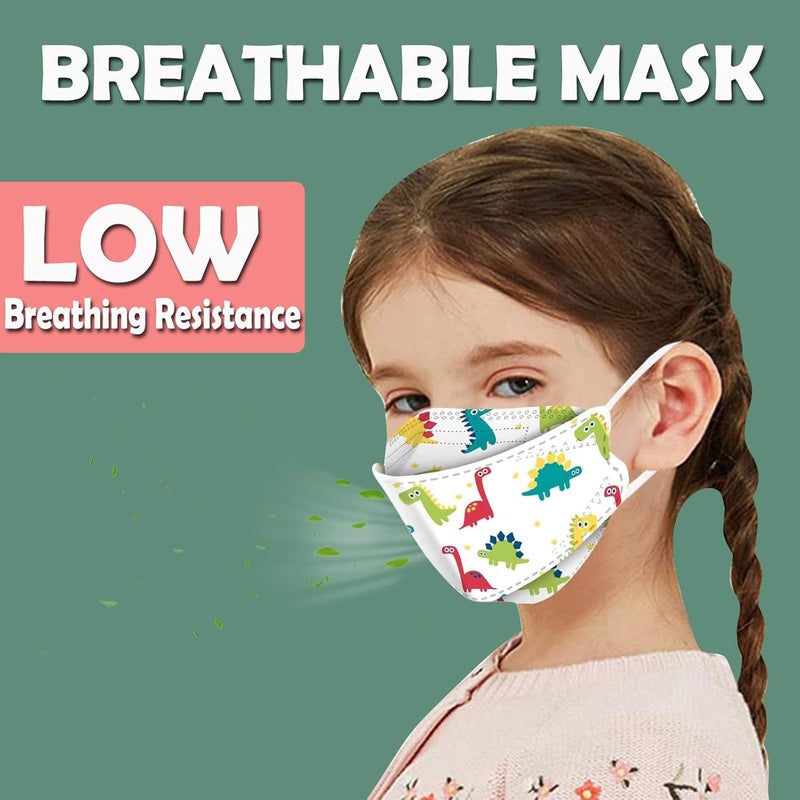 woobles 94 Protective Face_Masks for Kids, 10 Pack Cute Print Disposable Face_Mask, 4-Ply Breathable Safety Mask, Cup Dust Masks 10pcs -06 - Image 5