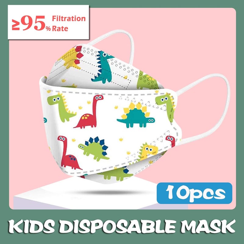 woobles 94 Protective Face_Masks for Kids, 10 Pack Cute Print Disposable Face_Mask, 4-Ply Breathable Safety Mask, Cup Dust Masks 10pcs -06 - Image 3