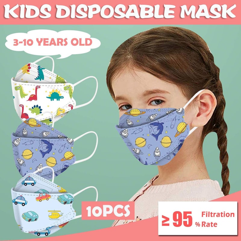 woobles 94 Protective Face_Masks for Kids, 10 Pack Cute Print Disposable Face_Mask, 4-Ply Breathable Safety Mask, Cup Dust Masks 10pcs -06 - Image 2