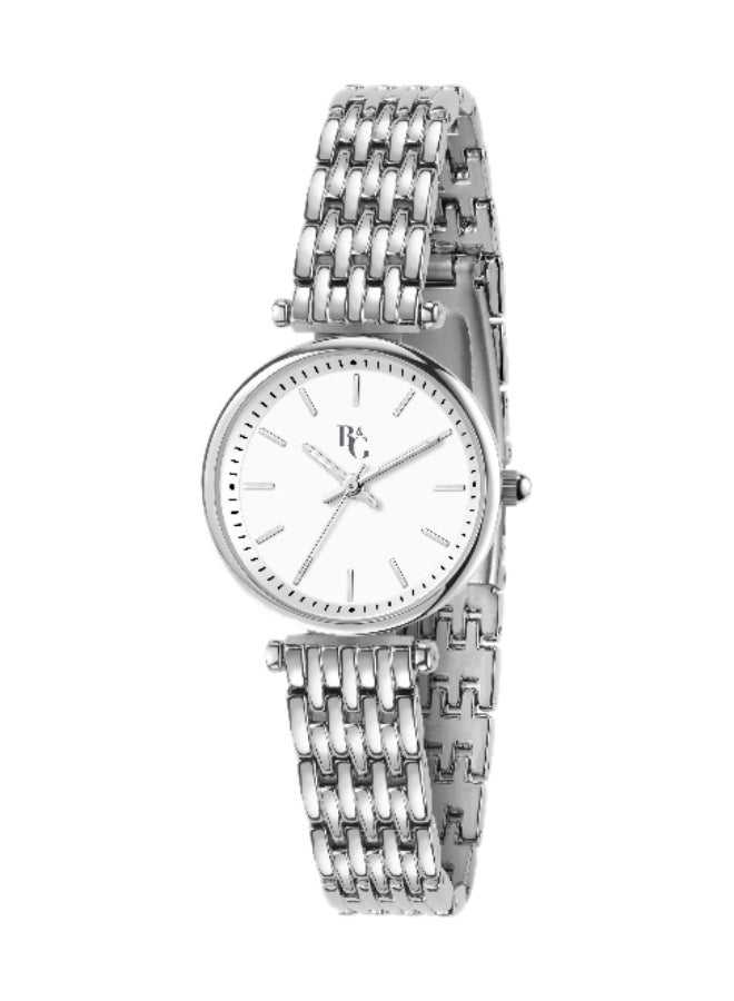 B&G Women's White Round Analog Dial with Silver Alloy Band Watch - 28mm - R3853302502 - Image 1