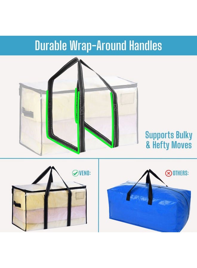 VENO 10 Pack Moving Bags, Moving Supplies, College Packaging Storage Boxes with Alternative Lids, Heavy Duty Bags, Extra Large, Sturdy Handles, Zipper - Image 3