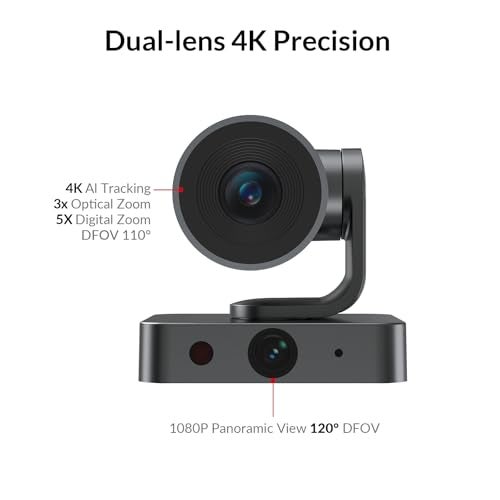 v AV Access All-in-One Conference System: 4K AI PTZ Webcam with Dual Lens + Wireless USB/Bluetooth Speakerphone, AI Framing & Presenter Tracking, 15x Zoom, 360° Mic, Zoom/Teams/Webex Compatible for Meeting Room - Image 2