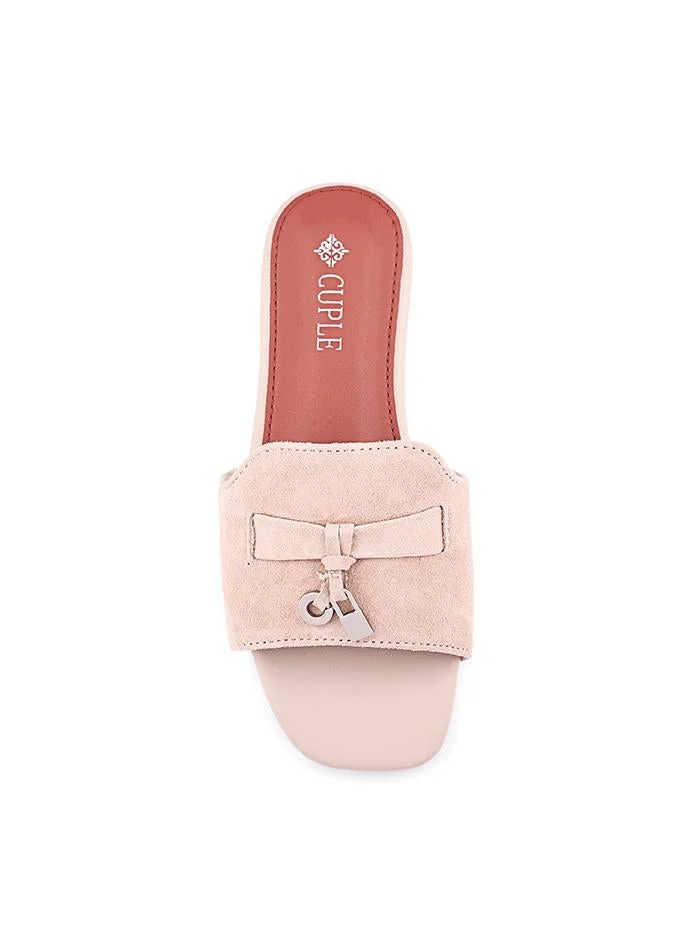Cuple Light Beige Girls Flat Slides for Women | Best Price UAE
