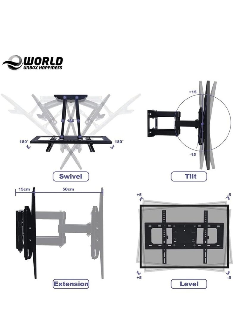 Full Motion Wall TV Mount for Most 32-70 inch TVs - Dual Articulating Arms Swivel & Tilt for LED LCD Flat & Curved TV - Wall Mount Bracket Holds up to 30kg Max VESA 600x400mm - Image 5
