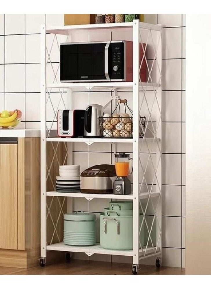 AGD - 5-Layered Foldable Storage Rack With Wheels - Image 1