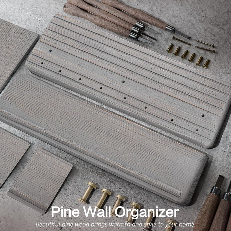 Rebee Vision حامل مفاتيح من خشب الصنوبر بطول 15 بوصة من - رمادي قديم - Image 3