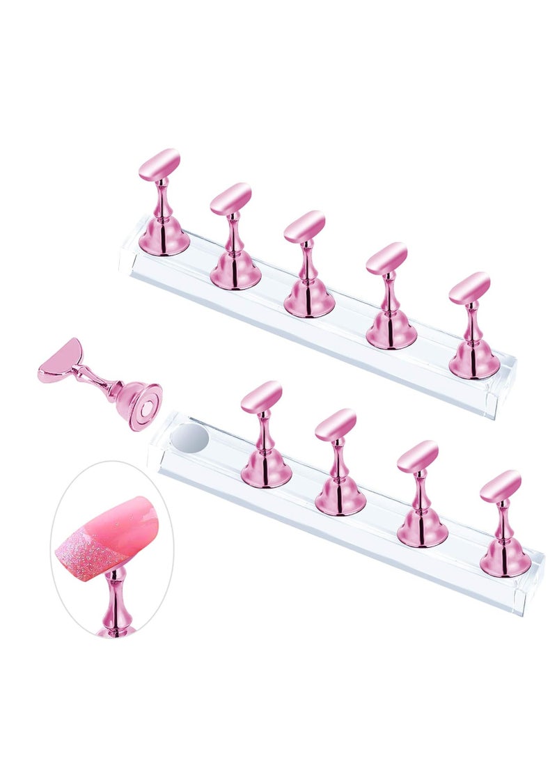 JUSTOTRY - JUSTOTRY 2 Sets Pink Nail Stand for Press on Nails Display, Magnetic Fake Nails Holder for Painting Nails Practices, Beginner Acrylic Nail Art Kit Accessories, Nail Salon Equipment and Decor - Image 1