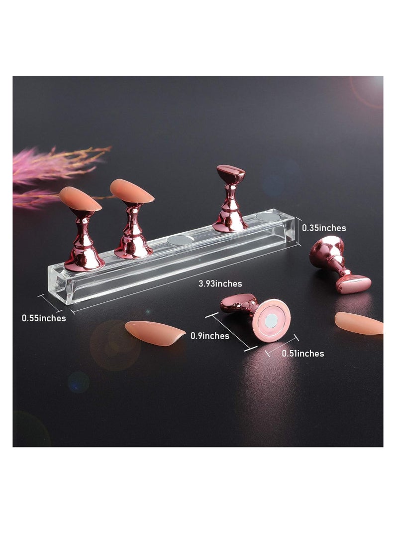JUSTOTRY - JUSTOTRY 2 Sets Pink Nail Stand for Press on Nails Display, Magnetic Fake Nails Holder for Painting Nails Practices, Beginner Acrylic Nail Art Kit Accessories, Nail Salon Equipment and Decor - Image 1