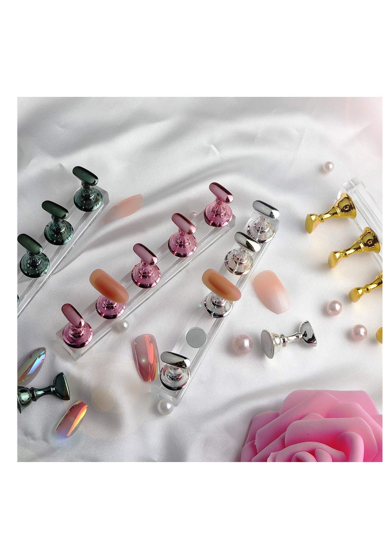 JUSTOTRY - JUSTOTRY 2 Sets Pink Nail Stand for Press on Nails Display, Magnetic Fake Nails Holder for Painting Nails Practices, Beginner Acrylic Nail Art Kit Accessories, Nail Salon Equipment and Decor - Image 1