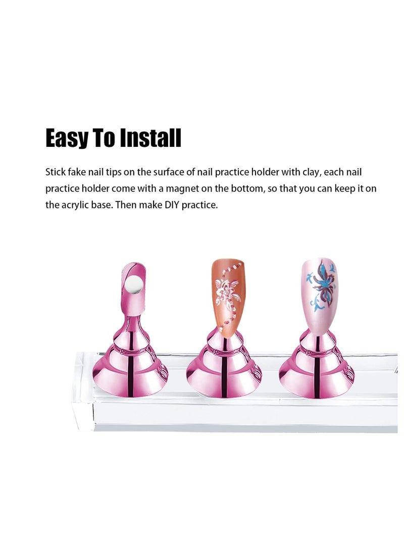 JUSTOTRY - JUSTOTRY 2 Sets Pink Nail Stand for Press on Nails Display, Magnetic Fake Nails Holder for Painting Nails Practices, Beginner Acrylic Nail Art Kit Accessories, Nail Salon Equipment and Decor - Image 1