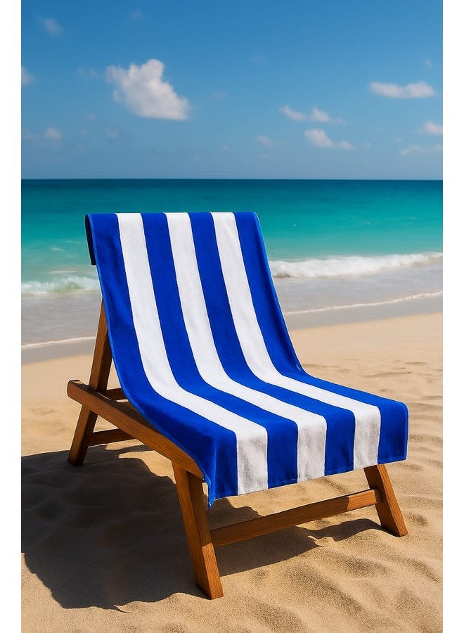 توالا بشكير بحر توالا, مقلم ازرق في ابيض , قطن 100% ,ذو امتصاص عالي 100*200 - Image 1