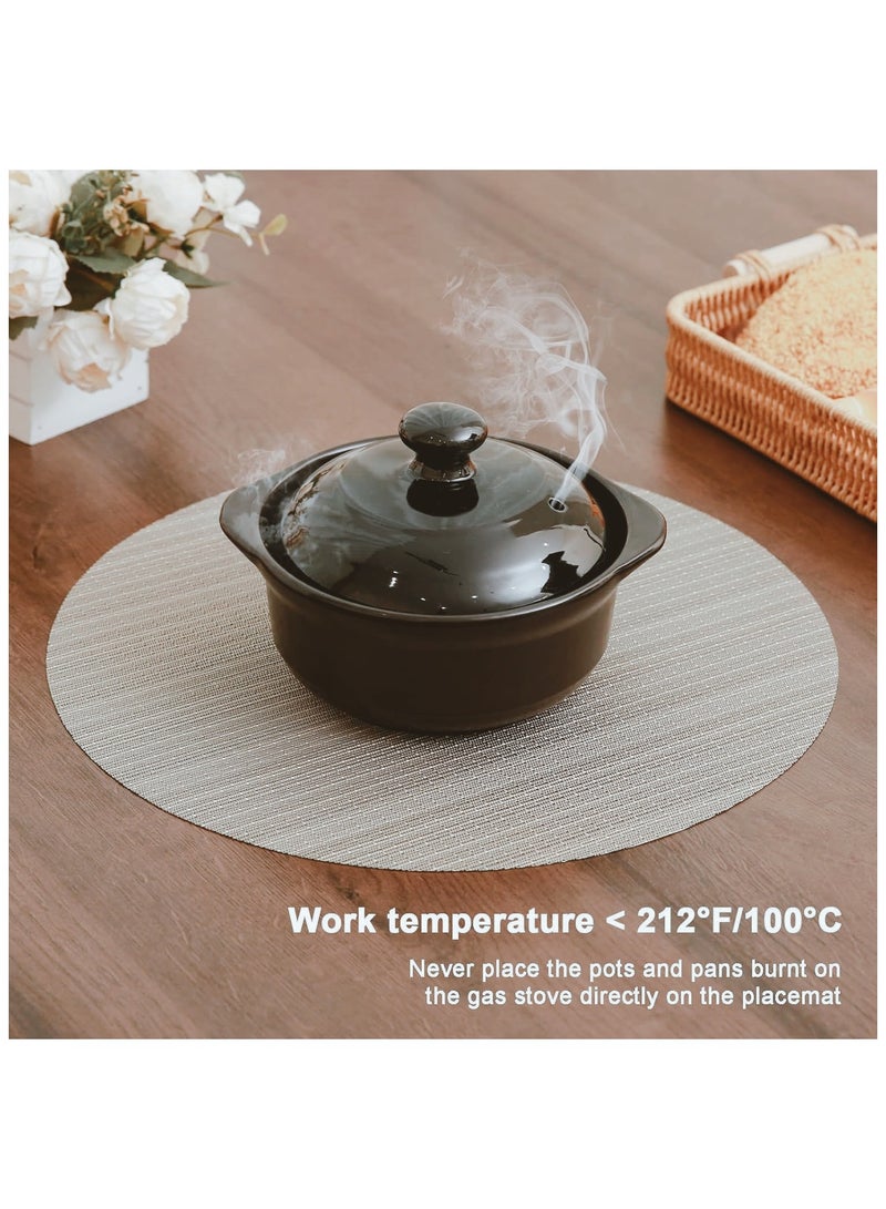 آنا حزمة 4 قطع من موائد الطعام الدائرية بقطر 35 سم من PVC بتصميم يشبه الخيزران - واقية من البقع وماء وقابلة للتحمل للحرارة، مثالية لتناول الطعام العائلي والطعام في الهواء الطلق. - Image 3