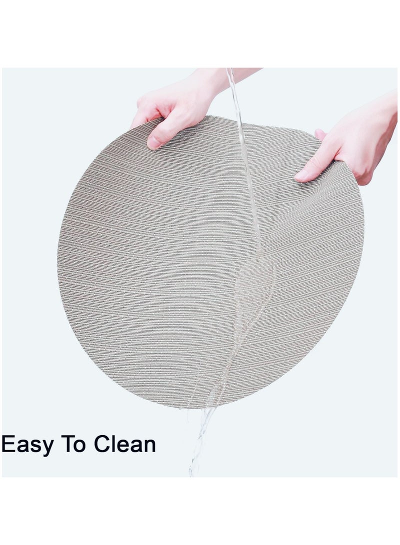 آنا حزمة 4 قطع من موائد الطعام الدائرية بقطر 35 سم من PVC بتصميم يشبه الخيزران - واقية من البقع وماء وقابلة للتحمل للحرارة، مثالية لتناول الطعام العائلي والطعام في الهواء الطلق. - Image 4