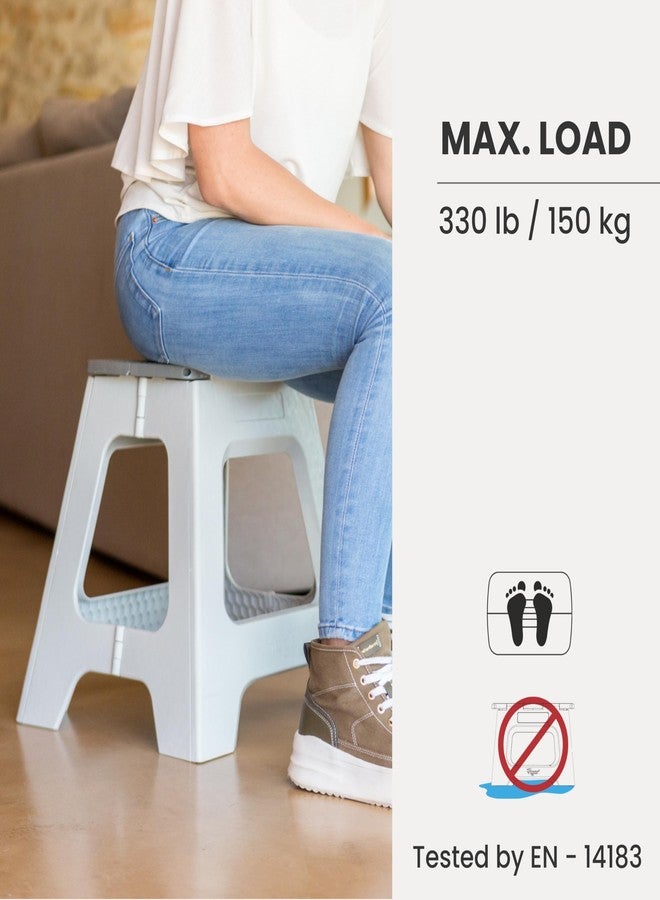 Vigar Compact Step Stool Foldable, 16-inch Step Stools for Adults up to 330 Pound, Lightweight Stool, Non-Slip Folding Step Stool, Gray - Image 5