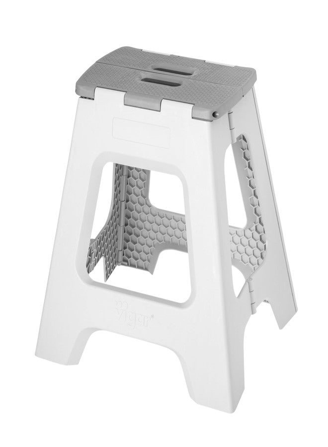 Vigar Compact Step Stool Foldable, 16-inch Step Stools for Adults up to 330 Pound, Lightweight Stool, Non-Slip Folding Step Stool, Gray - Image 1