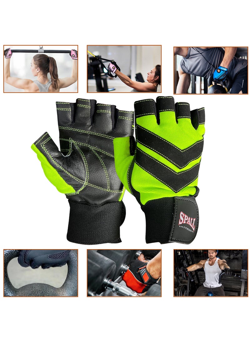 Spall - Weight Lifting Leather Gloves Short Strap Power Lifting Gloves Strong Grip Palm Exercise Fitness Strengthen Gloves Home Gym - Image 1