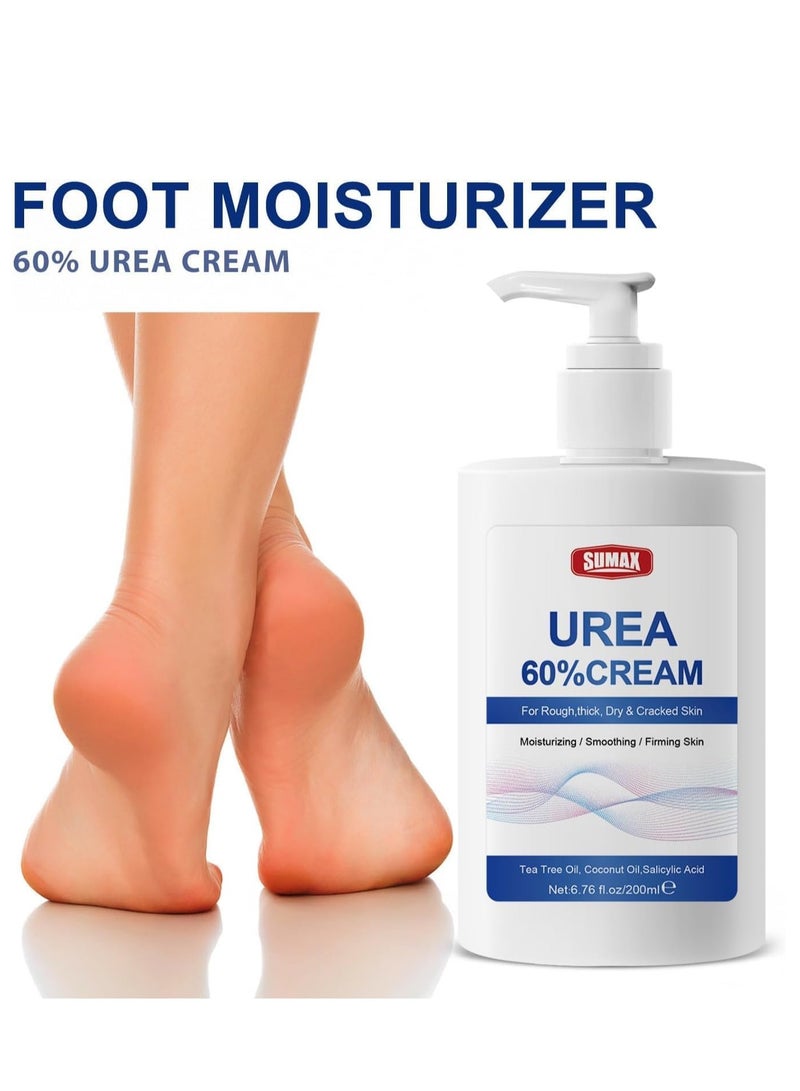 سوماكس كريم اليوريا 60٪، إصلاح الكعب المتشقق للقدمين واليدين، لتخفيف البشرة الجافة مع كريم القدم بالقوة القصوى، علاج اليوريا للقدمين والعناية بالجسم، 200 مل - Image 3