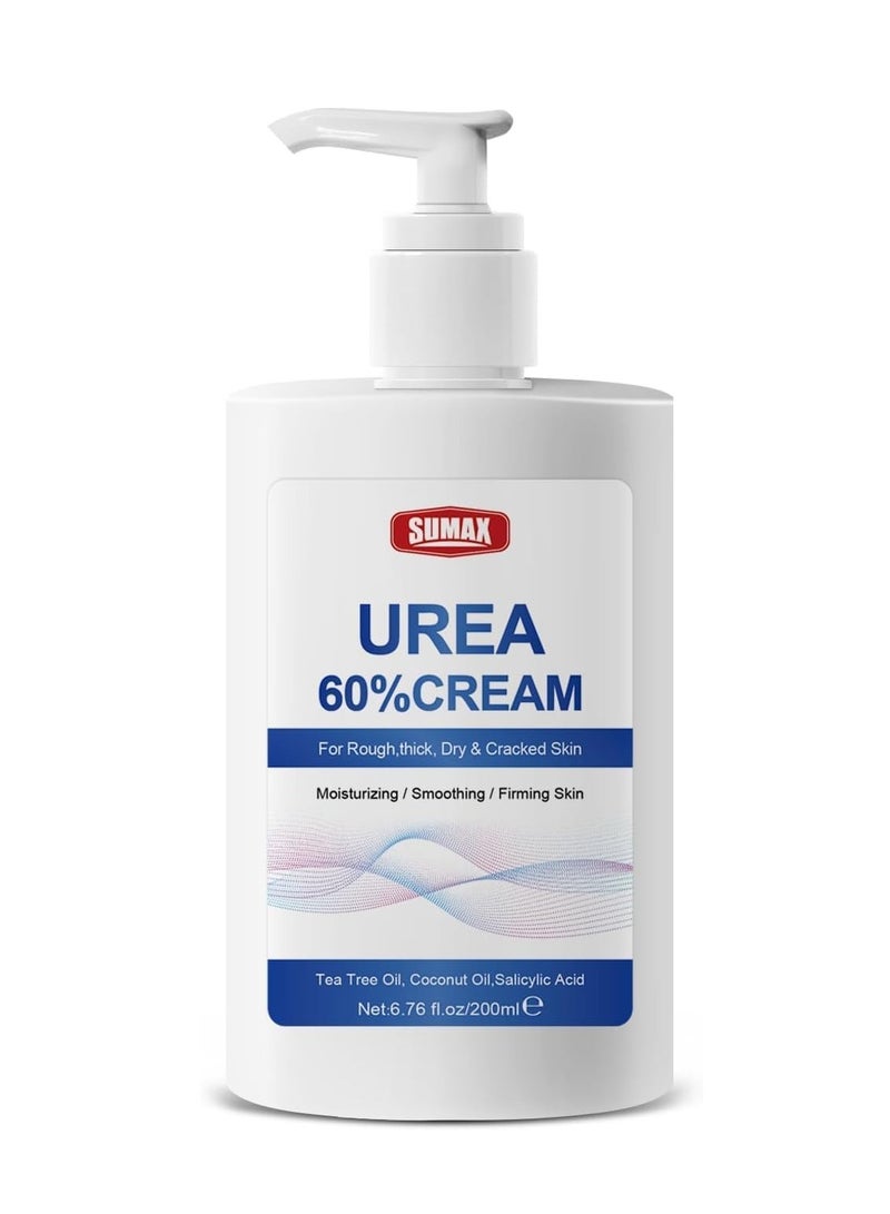 سوماكس كريم اليوريا 60٪، إصلاح الكعب المتشقق للقدمين واليدين، لتخفيف البشرة الجافة مع كريم القدم بالقوة القصوى، علاج اليوريا للقدمين والعناية بالجسم، 200 مل - Image 1
