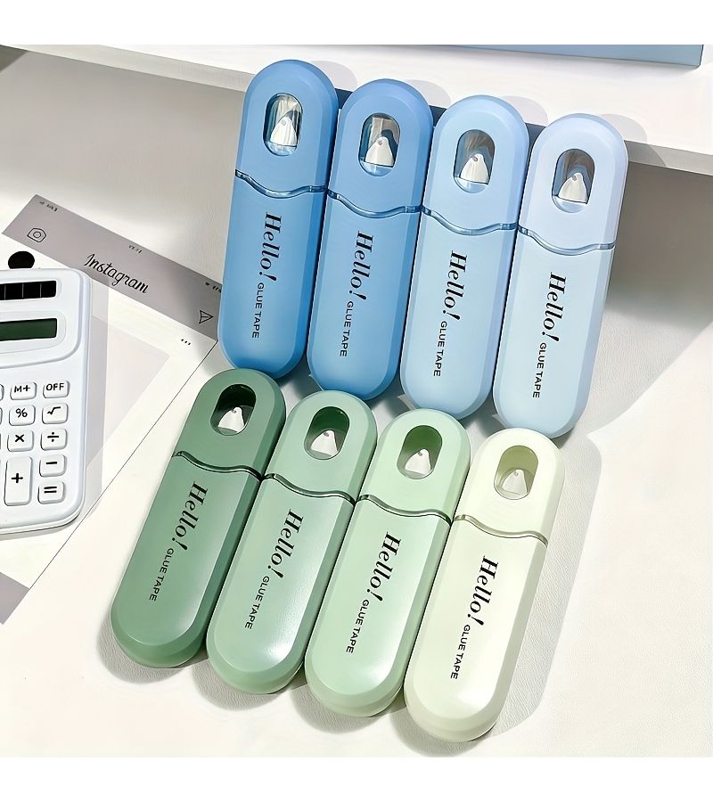 4Pcs Willow Leaf Green Double Sided Tape Roller Large Capacity High Viscosity Easy Stick - Image 4