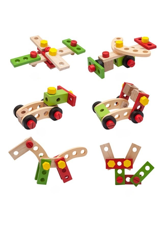 Loquat Wooden versatile nut and plug-in portable tool box for boys disassembly and assembly puzzle play house repair toys - Image 2