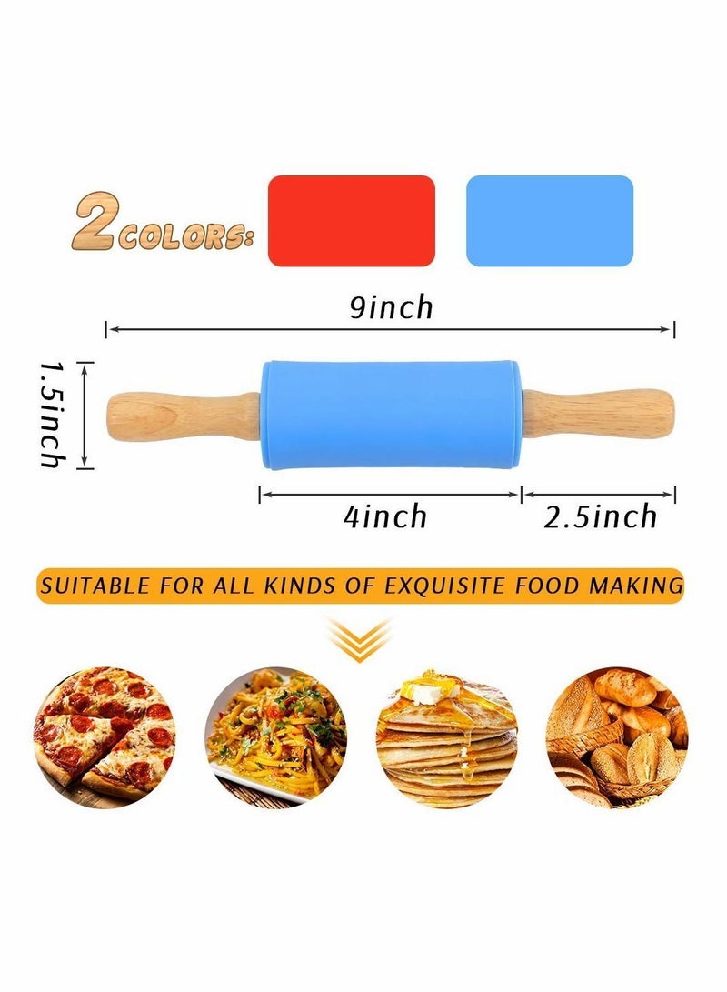 واي آند دي 9 Inch Mini Rolling Pin, 2 Pcs Kids Pin Small Handle - Image 2