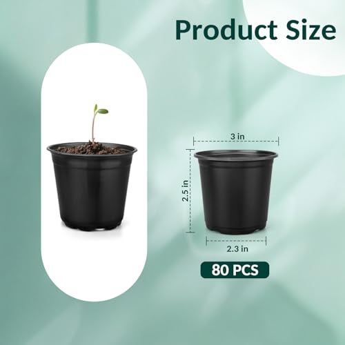 FUOAUYK 80 Pcs Small Plastic Palnt Pot, 3 Inch Nursery Pots with Drainage, Seedlings Starter Pots for Plants, Great for Herbs, Cuttings, and Starter Plants (80 pcs，3 inch) - Image 2