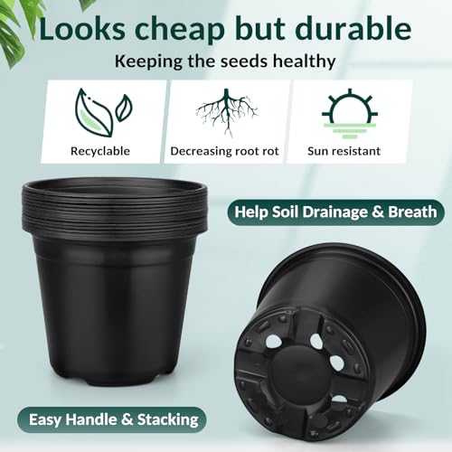 FUOAUYK 80 Pcs Small Plastic Palnt Pot, 3 Inch Nursery Pots with Drainage, Seedlings Starter Pots for Plants, Great for Herbs, Cuttings, and Starter Plants (80 pcs，3 inch) - Image 3