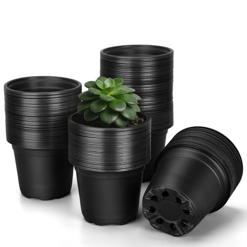 FUOAUYK 80 Pcs Small Plastic Palnt Pot, 3 Inch Nursery Pots with Drainage, Seedlings Starter Pots for Plants, Great for Herbs, Cuttings, and Starter Plants (80 pcs，3 inch) - Image 1