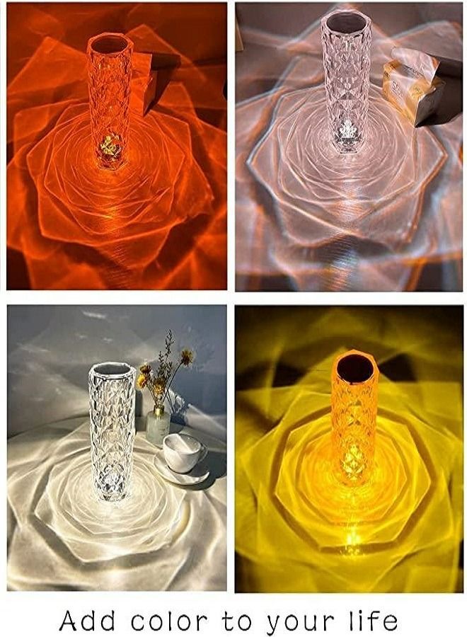 Crystal Lamp,Crystal Lights Touching Control Rose Crystal Lamp with USB Port,16 RGB Color Changing Romantic Rose Diamond Table Lamp LED Night Light for Bedroom Living Room, Kids Room, Office - Image 2